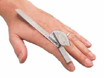 Finger ergonomometer som är lätt och används för exakta mätningar av vinklar under rehablitering och undersökning av muskler och kropp.