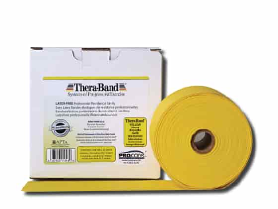 TheraBand latexfritt träningsband, 45 meter, gult.