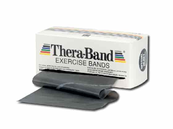 TheraBand träningsband; 5,5 meter, svart.