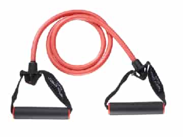 . Träningstub med handtag (Röd) - Hårdhet 3 av 4.  Röd träningstub, 130 cm lång och kommer ihop med handtag i båda ändarna. En träningstub är ett perfekt val för dig som vill ha ett elastiskt band med handtag.